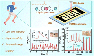Graphical abstract: A laser-induced graphene/PDMS composite sensor with a dual structure enabling high-sensitivity under micro-strain and extended-range sensing