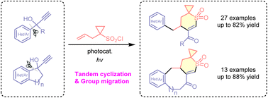 Graphical abstract: Access to spirocyclic vinyl sulfones via radical cyclization and functional group migration