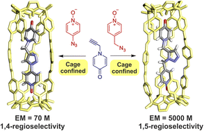 Graphical abstract: Acceleration and regioselectivity switching in 1,3-dipolar cycloaddition reactions confined in a bis-calix[4]pyrrole cage