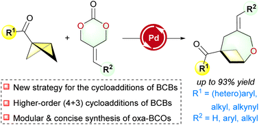 Graphical abstract: Palladium-catalyzed decarboxylative (4 + 3) cycloadditions of bicyclobutanes with 2-alkylidenetrimethylene carbonates for the synthesis of 2-oxabicyclo[4.1.1]octanes