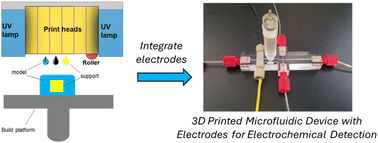 Graphical abstract: 3D printed microfluidic devices with electrodes for electrochemical analysis