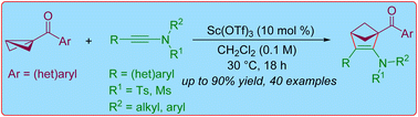 Graphical abstract: Lewis acid-catalyzed (3 + 2) annulation of bicyclobutanes with ynamides: access to 2-amino-bicyclo[2.1.1]hexenes