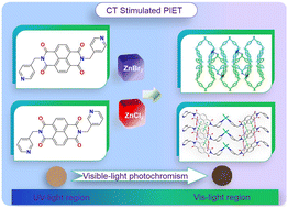 Graphical abstract: Charge transfer stimulated visible-light photochromism of naphthalenediimide-based zinc halide coordination polymers for detecting/filtering harmful blue rays