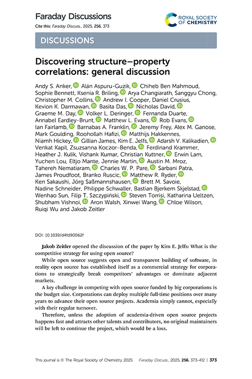 Discovering structure–property correlations: general discussion