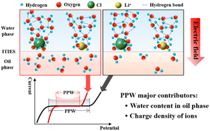 Graphical abstract: Polarizable potential window at soft molecular interfaces as a quantitative descriptor for the water content in organic solvents